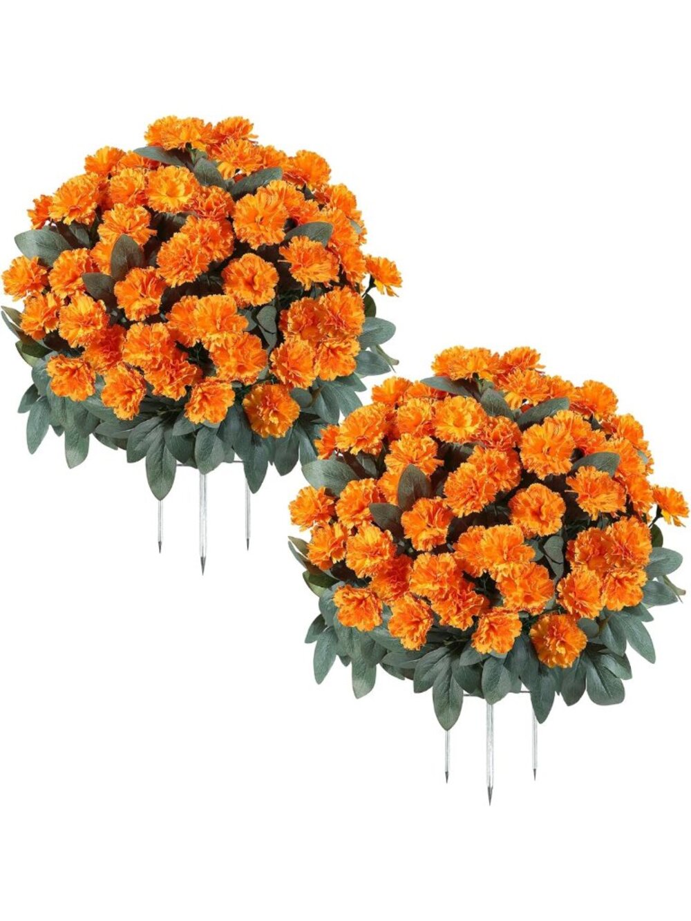 16-Inch Artificial Fall Mums Yard Stake - Vibrant Autumn Chrysanthemum Decor for